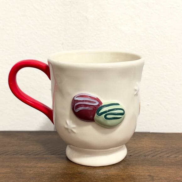 NWT: Anthropologie - Holifaye, Red Handle, Hand-Painted, Stoneware Coffee Mug - Picture 2 of 7